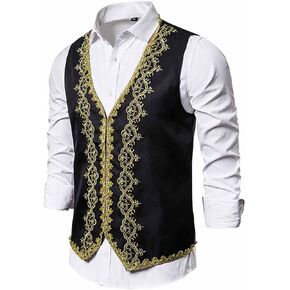 Men's Victorian Waistcoat Slim Fit Embroidered Opera Vest Court Prince Costume Performance Wear