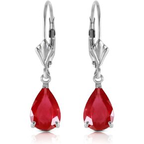 Galaxy Gold GG 14k Solid White Leverback Earrings 3.4 ct Pear-shaped Ruby