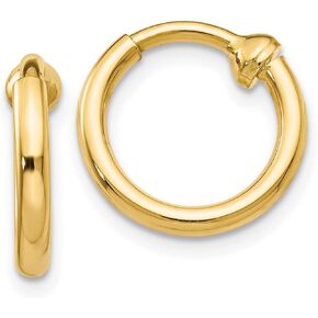 2mm Polished Non-Pierced Clip-On Hoop Earrings in Real 14k Gold
