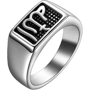 Men Religious Stainless Steel Ring - Eye of Horus Pentagram Pentacle Islam Muslim Allah Sigil of Lucifer Satanic Eye of Ra Egyptian Pharaoh Talisman Protection Seal of Satan Wicca Retro Signet Ring in Kuwait