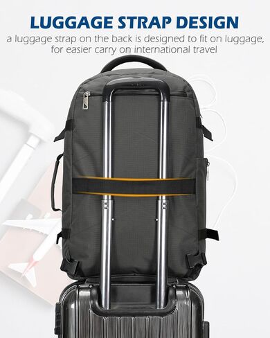 حقيبة ظهر Hynes Eagle للسفر سعة 40 لترًا معتمدة من الطيران حقيبة ظهر للرجال بمقصورة كبيرة لعطلة نهاية الأسبوع للكمبيوتر المحمول للنساء مقاس 15.6 بوصة باللون الأزرق والرمادي in Kuwait