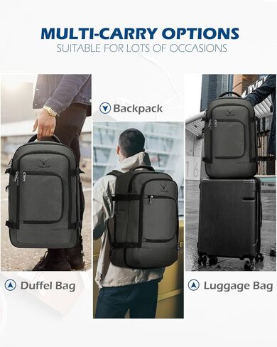 حقيبة ظهر Hynes Eagle للسفر سعة 40 لترًا معتمدة من الطيران حقيبة ظهر للرجال بمقصورة كبيرة لعطلة نهاية الأسبوع للكمبيوتر المحمول للنساء مقاس 15.6 بوصة باللون الأزرق والرمادي in Kuwait