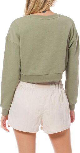 سويت شيرت نسائي قصير من الصوف بأكمام طويلة ورقبة دائرية من MixMatchy in Kuwait