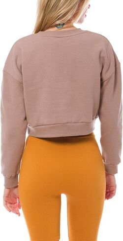 سويت شيرت نسائي قصير من الصوف بأكمام طويلة ورقبة دائرية من MixMatchy in Kuwait