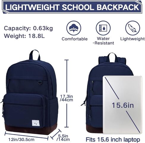 Kasqo Backpack for Men, Vintage School Backpack Bookbag for College Unisex Laptop Backpack Daypack for Work/Travel Black in Saudi Arabia