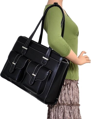 حقيبة لابتوب للسيدات من جلد البقر المحبب بالكامل من McKleinUSA W Series، مقاس 14 بوصة، أخضر (96541) in Kuwait