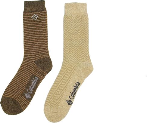 Columbia Men's Pattern Pack Medium Weight Thermal Socks 2 Pair, Khaki/Brown, One Size in Saudi Arabia