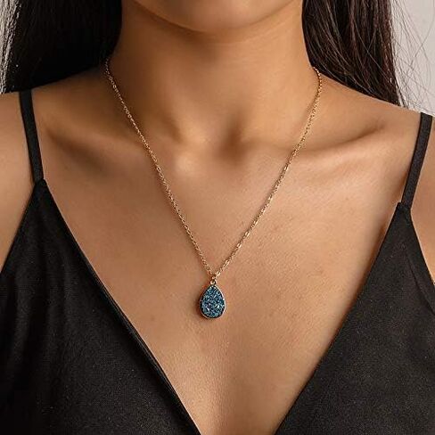 IPMIDZHI قطرة الماء الطبيعية شكل Druzy العقيق المعلقات سحر المعلقات للمجوهرات قلادة هدية عظيمة للنساء الفتيات زوجة أو صديقة in Kuwait