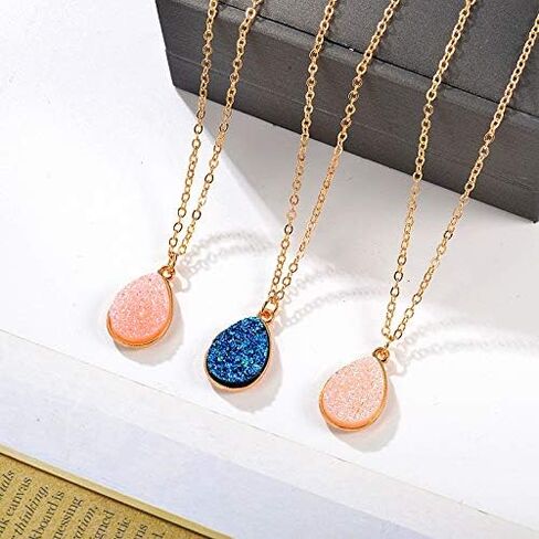 IPMIDZHI قطرة الماء الطبيعية شكل Druzy العقيق المعلقات سحر المعلقات للمجوهرات قلادة هدية عظيمة للنساء الفتيات زوجة أو صديقة in Kuwait