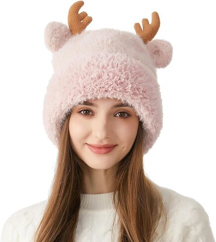 HUAMULAN النساء الشتاء شيربا قبعات صغيرة متماسكة الأذن اللوحات بيرو غطاء آذان صوف مبطن رقيق تزلج الثلوج قبعة Pompom in Kuwait