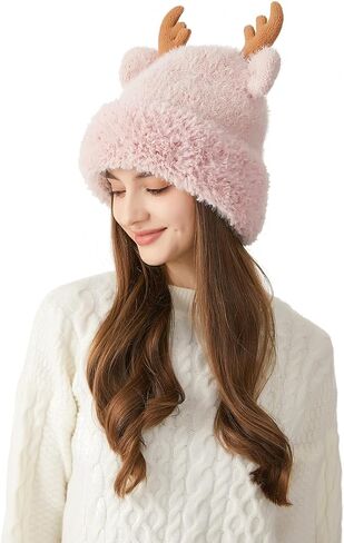 HUAMULAN النساء الشتاء شيربا قبعات صغيرة متماسكة الأذن اللوحات بيرو غطاء آذان صوف مبطن رقيق تزلج الثلوج قبعة Pompom in Kuwait