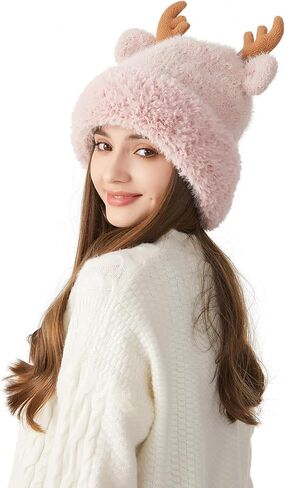 HUAMULAN النساء الشتاء شيربا قبعات صغيرة متماسكة الأذن اللوحات بيرو غطاء آذان صوف مبطن رقيق تزلج الثلوج قبعة Pompom in Kuwait