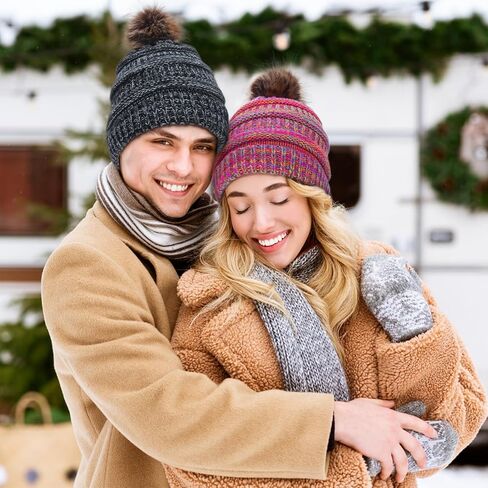 Ibeauti 2 حزمة الشتاء قبعة صغيرة متماسكة سميكة غامض الكفة قبعة جمجمة قبعة دافئة للنساء الرجال in Kuwait