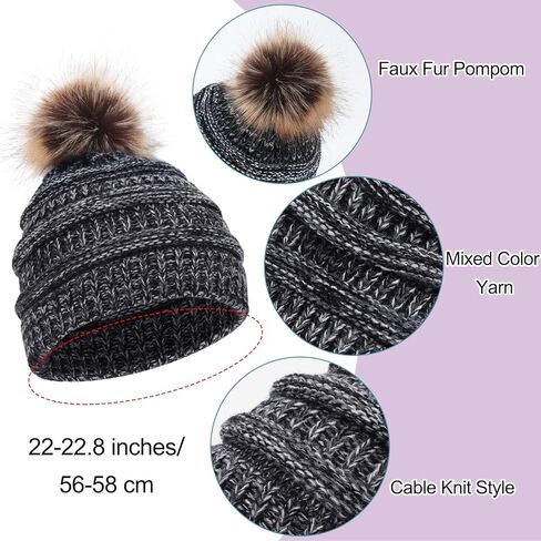 Ibeauti 2 حزمة الشتاء قبعة صغيرة متماسكة سميكة غامض الكفة قبعة جمجمة قبعة دافئة للنساء الرجال in Kuwait