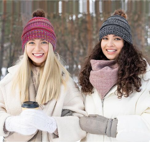 Ibeauti 2 حزمة الشتاء قبعة صغيرة متماسكة سميكة غامض الكفة قبعة جمجمة قبعة دافئة للنساء الرجال in Kuwait