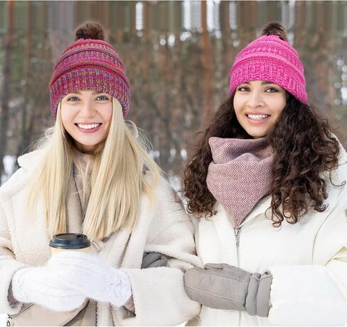 Ibeauti 2 حزمة الشتاء قبعة صغيرة متماسكة سميكة غامض الكفة قبعة جمجمة قبعة دافئة للنساء الرجال in Kuwait