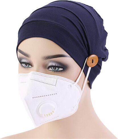 Qianmome 2-4 Pack Beanie with Button for Women Men Nurse,Working Hat,Chemo Caps for Cancer Patients in Saudi Arabia