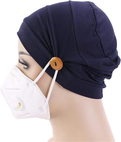 Qianmome 2-4 Pack Beanie with Button for Women Men Nurse,Working Hat,Chemo Caps for Cancer Patients in Saudi Arabia