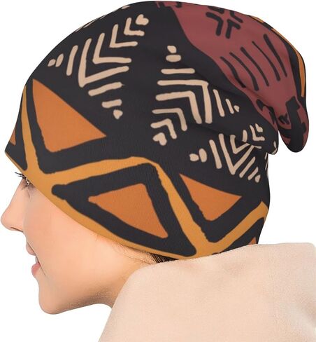 YILEQUAN Winter Knitted Beanie Hat for Women/Men - African Mud Cloth Tribal - Warm & Soft Caps for Outdoor Skiing in Saudi Arabia