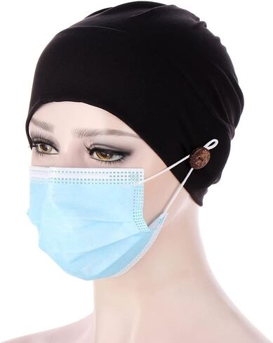 Qianmome 2-4 Pack Beanie with Button for Women Men Nurse,Working Hat,Chemo Caps for Cancer Patients in Saudi Arabia