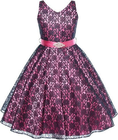 DressForLess Lovely Lace V-Neck Flower Girl Dress (4-16) in Kuwait