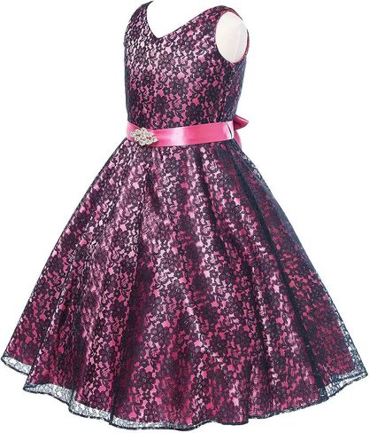 DressForLess Lovely Lace V-Neck Flower Girl Dress (4-16) in Kuwait