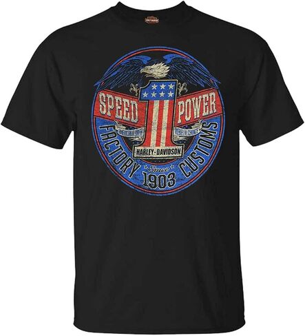 Harley-Davidson Men's Rebel #1 RWB Short Sleeve Crew-Neck T-Shirt - Black in Saudi Arabia