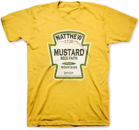 Kerusso Mustard Seed Faith Moves Mountains Daisy Yellow Cotton Crew Neck T-Shirt, Small in Saudi Arabia