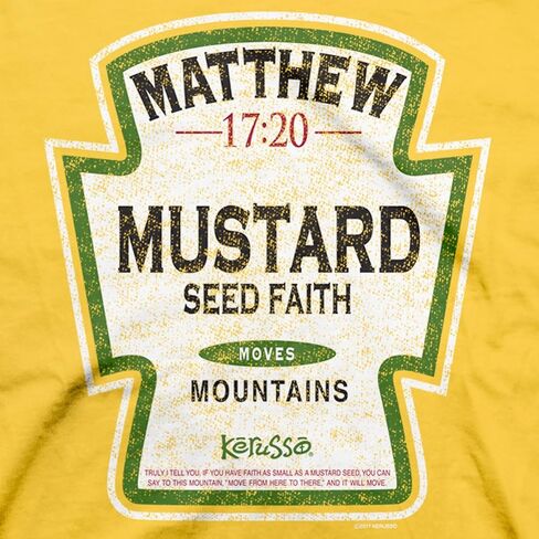 Kerusso Mustard Seed Faith Moves Mountains Daisy Yellow Cotton Crew Neck T-Shirt, Small in Saudi Arabia