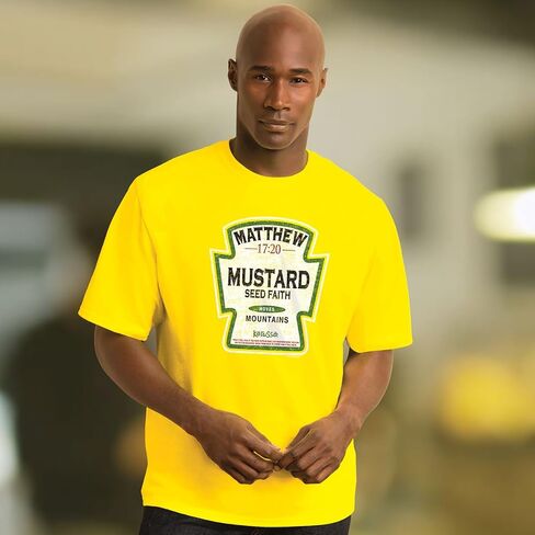 Kerusso Mustard Seed Faith Moves Mountains Daisy Yellow Cotton Crew Neck T-Shirt, Small in Saudi Arabia