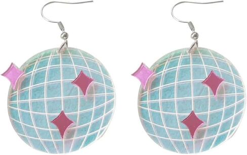 الاكريليك لامعة ديسكو الكرة استرخى إسقاط أقراط الإبداعية ديسكو الكرة أقراط نجمة Y2k خمر أقراط 70s 80s حزب بريق للنساء الفتيات أزياء عيد الميلاد السنة الجديدة مجوهرات هدية in Kuwait