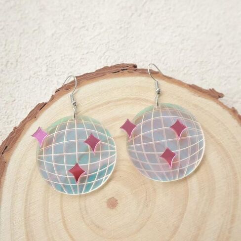 الاكريليك لامعة ديسكو الكرة استرخى إسقاط أقراط الإبداعية ديسكو الكرة أقراط نجمة Y2k خمر أقراط 70s 80s حزب بريق للنساء الفتيات أزياء عيد الميلاد السنة الجديدة مجوهرات هدية in Kuwait