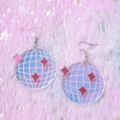 الاكريليك لامعة ديسكو الكرة استرخى إسقاط أقراط الإبداعية ديسكو الكرة أقراط نجمة Y2k خمر أقراط 70s 80s حزب بريق للنساء الفتيات أزياء عيد الميلاد السنة الجديدة مجوهرات هدية in Kuwait