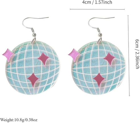 الاكريليك لامعة ديسكو الكرة استرخى إسقاط أقراط الإبداعية ديسكو الكرة أقراط نجمة Y2k خمر أقراط 70s 80s حزب بريق للنساء الفتيات أزياء عيد الميلاد السنة الجديدة مجوهرات هدية in Kuwait