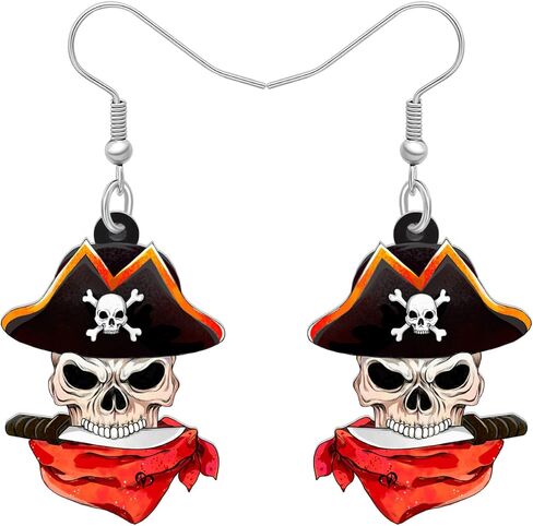 Acrylic Halloween Pirate Skull Earrings Dangle Novelty Pirate Jewelry Charms Skull Gifts for Women Girls Accessories in Kuwait