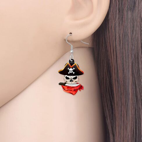 Acrylic Halloween Pirate Skull Earrings Dangle Novelty Pirate Jewelry Charms Skull Gifts for Women Girls Accessories in Kuwait