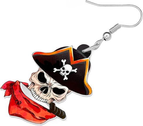 Acrylic Halloween Pirate Skull Earrings Dangle Novelty Pirate Jewelry Charms Skull Gifts for Women Girls Accessories in Kuwait