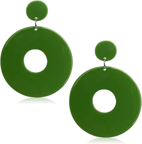 kvanu فريدة من نوعها الحد الأدنى 80s 90s بوهو أسود أبيض ضخم الاكريليك الجوف جولة استرخى انخفاض الأقراط هيبوالرجينيك الراتنج هندسية وأقراط للنساء الفتيات الصيف عطلة حزب المجوهرات in Kuwait