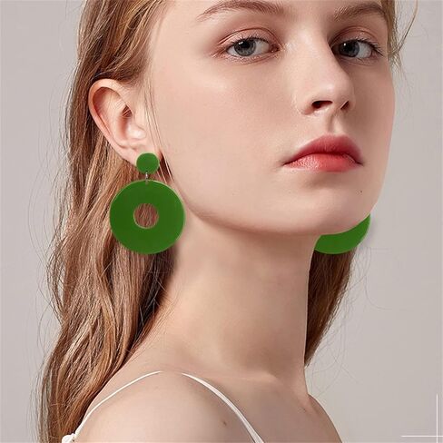 kvanu فريدة من نوعها الحد الأدنى 80s 90s بوهو أسود أبيض ضخم الاكريليك الجوف جولة استرخى انخفاض الأقراط هيبوالرجينيك الراتنج هندسية وأقراط للنساء الفتيات الصيف عطلة حزب المجوهرات in Kuwait