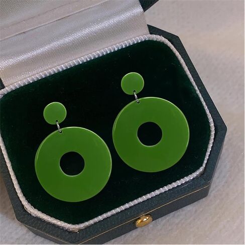 kvanu فريدة من نوعها الحد الأدنى 80s 90s بوهو أسود أبيض ضخم الاكريليك الجوف جولة استرخى انخفاض الأقراط هيبوالرجينيك الراتنج هندسية وأقراط للنساء الفتيات الصيف عطلة حزب المجوهرات in Kuwait