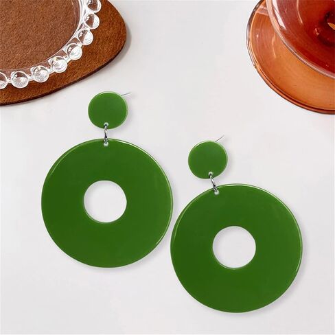 kvanu فريدة من نوعها الحد الأدنى 80s 90s بوهو أسود أبيض ضخم الاكريليك الجوف جولة استرخى انخفاض الأقراط هيبوالرجينيك الراتنج هندسية وأقراط للنساء الفتيات الصيف عطلة حزب المجوهرات in Kuwait