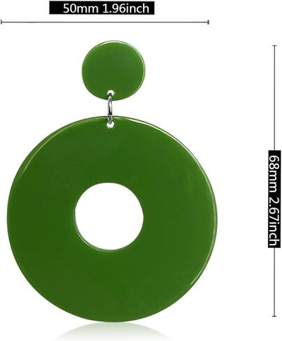 kvanu فريدة من نوعها الحد الأدنى 80s 90s بوهو أسود أبيض ضخم الاكريليك الجوف جولة استرخى انخفاض الأقراط هيبوالرجينيك الراتنج هندسية وأقراط للنساء الفتيات الصيف عطلة حزب المجوهرات in Kuwait