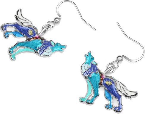 NEWEI Funny Wolf Earrings Enamel Howling Wolf Jewelry Wild Animal Ornaments Charms for Women Girls Nature Lovers in Saudi Arabia