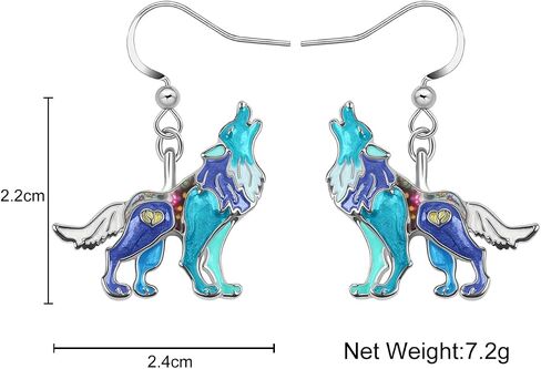 NEWEI Funny Wolf Earrings Enamel Howling Wolf Jewelry Wild Animal Ornaments Charms for Women Girls Nature Lovers in Saudi Arabia