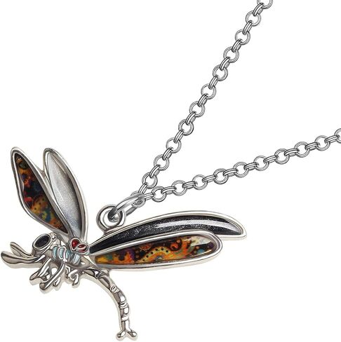 Enamel Colorful Crystal Dragonfly Necklace Pendant Dainty Spring Summer Insect Chain Jewelry Gift for Women Girls in Saudi Arabia