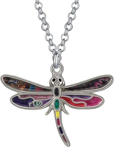 Enamel Colorful Crystal Dragonfly Necklace Pendant Dainty Spring Summer Insect Chain Jewelry Gift for Women Girls in Saudi Arabia