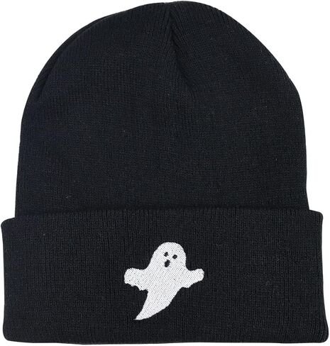 Gxaxyoupe Spooky Boo كاب بيني قبعة للرجال والنساء، مضحك مطرز الشتاء الدافئ قبعة الجمجمة in Kuwait