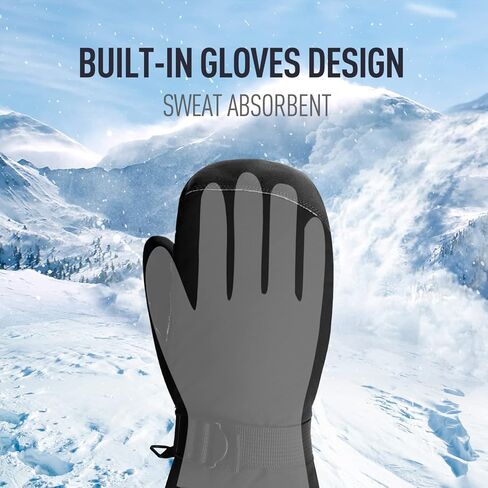 قفازات HLDD HANDLANDY للتزلج على الجليد في فصل الشتاء للرجال والنساء، قفازات ثينسوليت 3M مقاومة للرياح للاستخدام الخارجي مع تصميم قفازات مدمجة in Kuwait