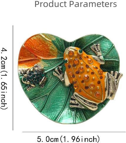 Rhinestone Frog Animal Brooch Pin for Women Girls Gold Plated Yellow Green Crystal Fashion Creative Green Heart Lotus Leaf Brooches Lapel Pins Cute Halloween Spring Party Statement Jewelry Dainty Gift Souvenir in Saudi Arabia