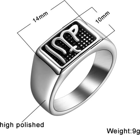 Men Religious Stainless Steel Ring - Eye of Horus Pentagram Pentacle Islam Muslim Allah Sigil of Lucifer Satanic Eye of Ra Egyptian Pharaoh Talisman Protection Seal of Satan Wicca Retro Signet Ring in Kuwait